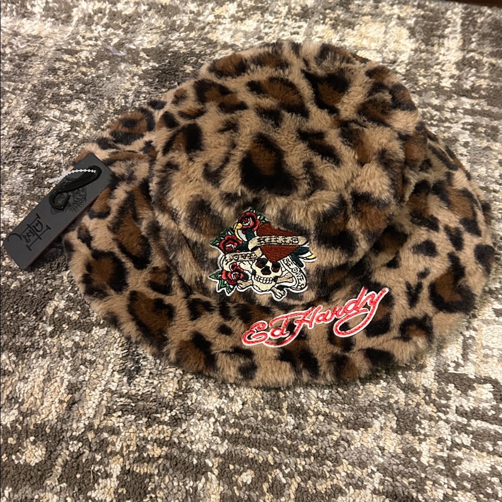 Ed Hardy  Hat with Leopard and Skull Design